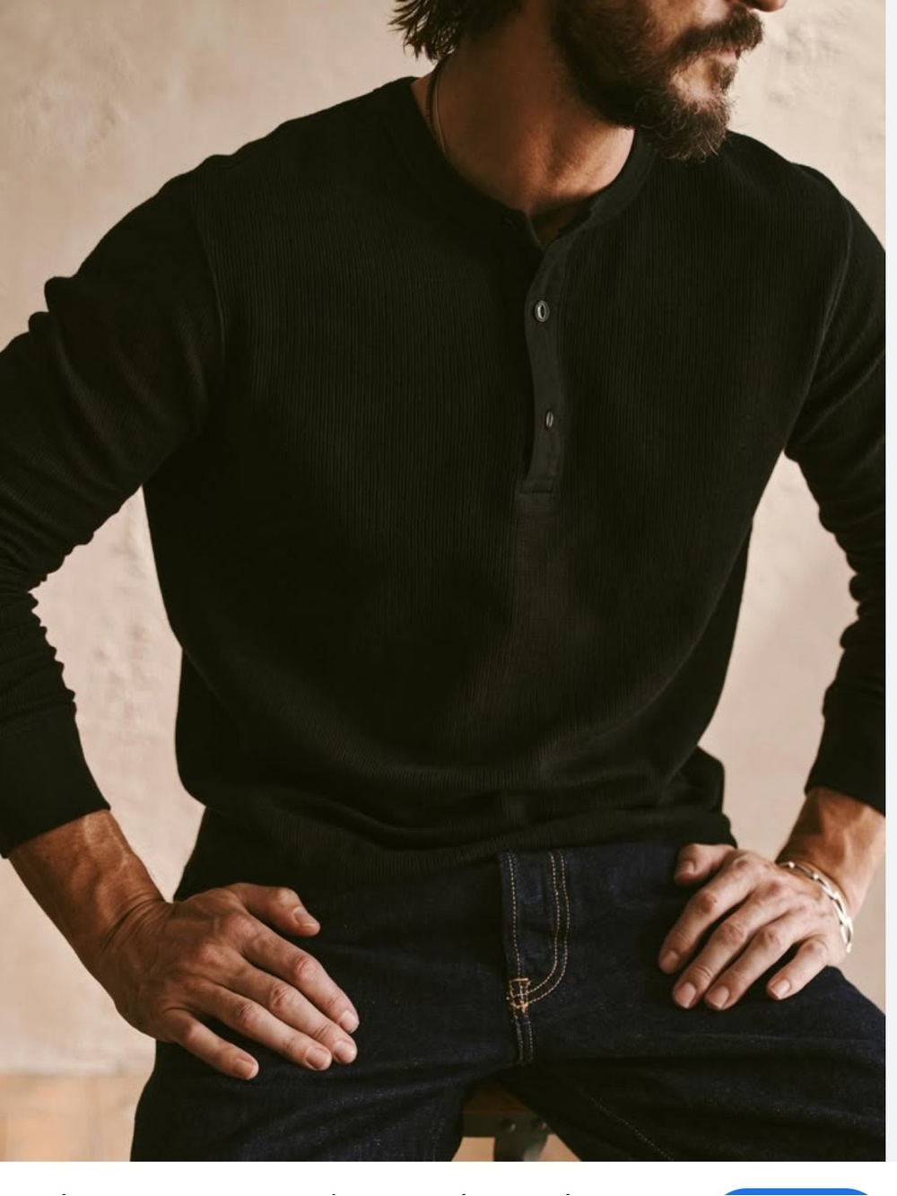 Buck Mason Vintage Thermal Long Sleeve Henley Shirt
